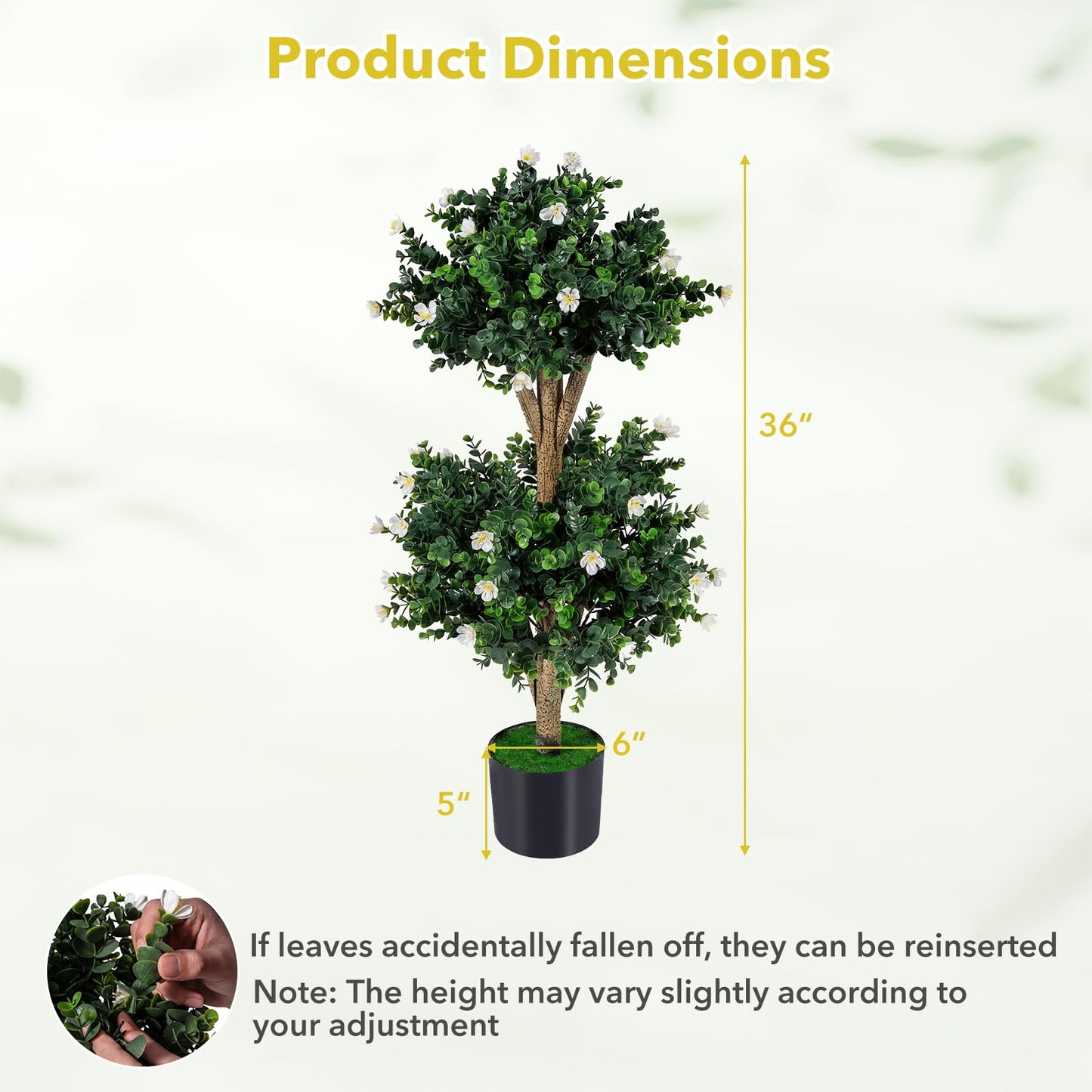 Set of 2 Faux Bush Plant w/41 Blossoms, Cement-Filled Plastic Pot