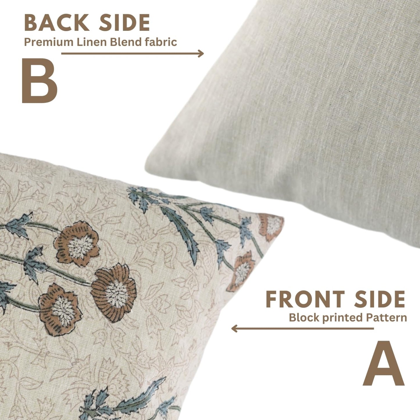 Floral Print Thick Linen 18x18 Inch Throw Pillowcase
