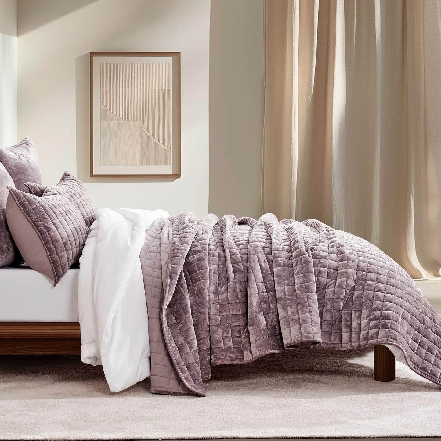 Box Stitch Velvet Quilt Set, King Size
