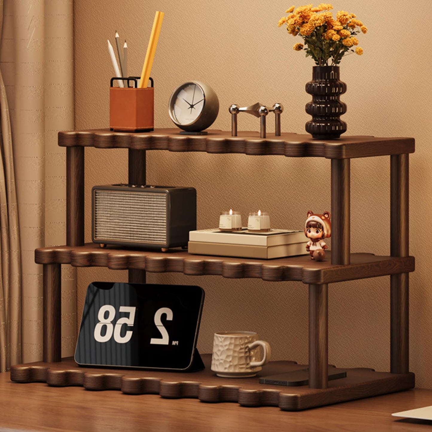 Wooden Mug Holder Countertop Cabinet