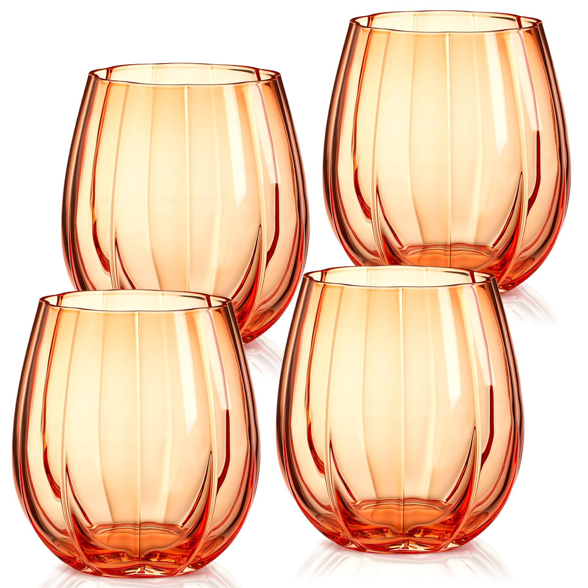 2 Pcs Fall Pumpkin Wine Glasses Stemless Glass Cups