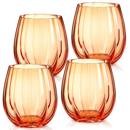 2 Pcs Fall Pumpkin Wine Glasses Stemless Glass Cups