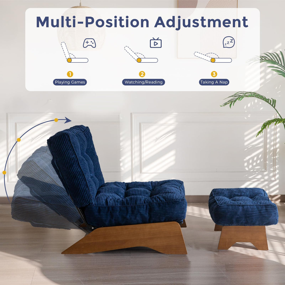 Lounge Chair with Ottoman and with Adjustable Backrest