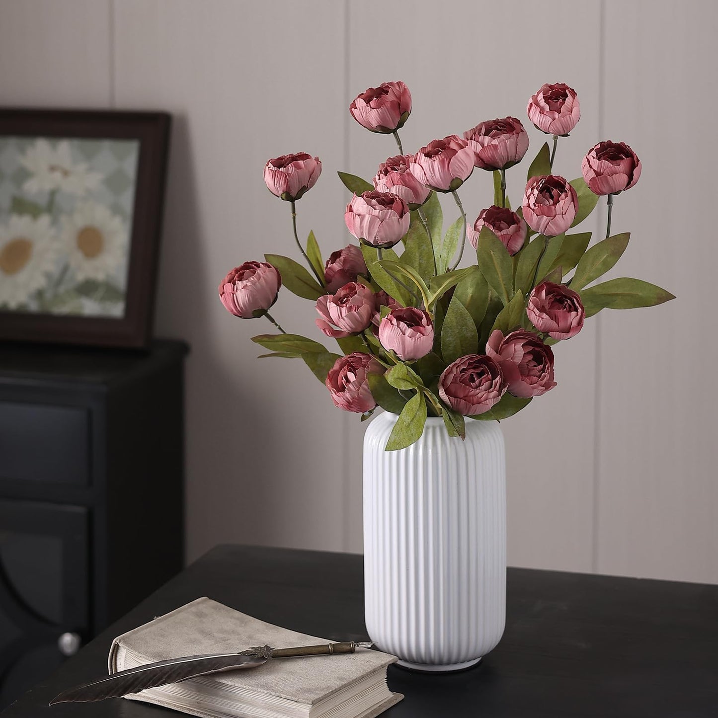 6 Pcs Faux Silk Peony Artificial Flowers 27" Stems