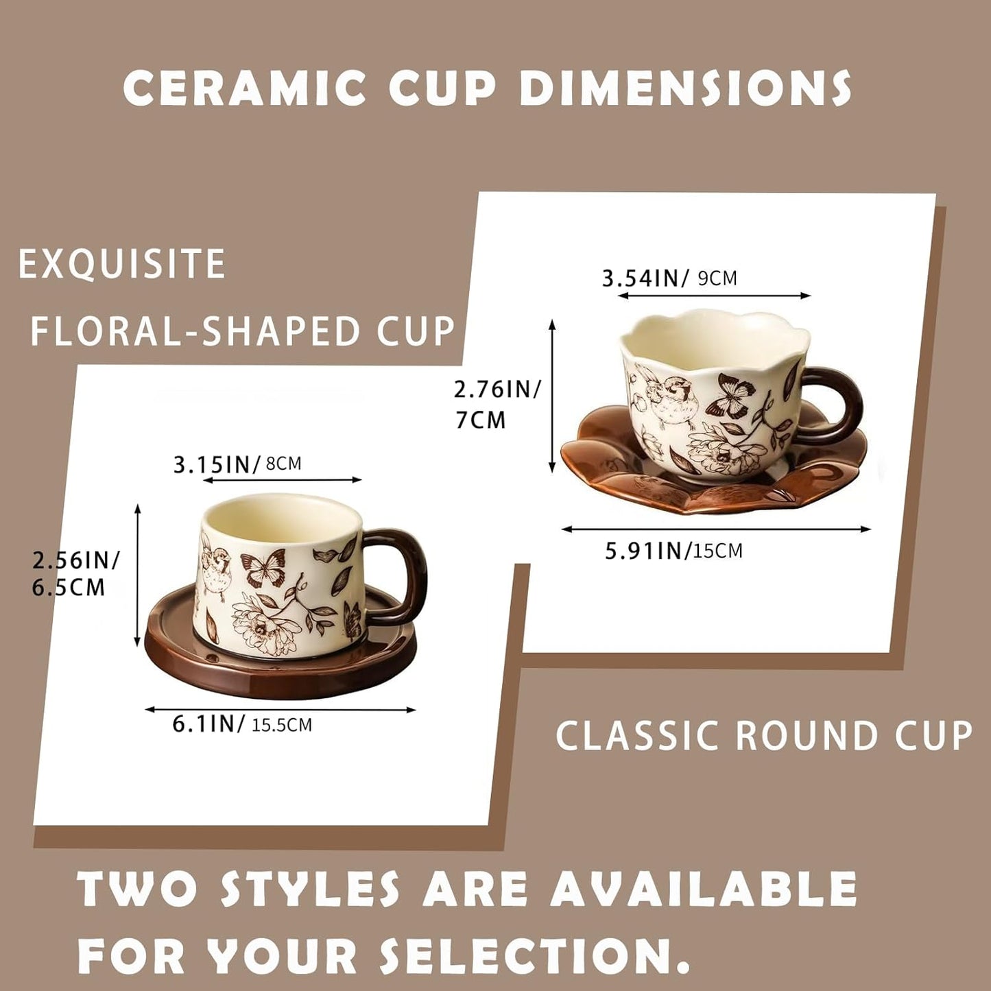 Vintage Floral Coffee Mug and Saucer Set