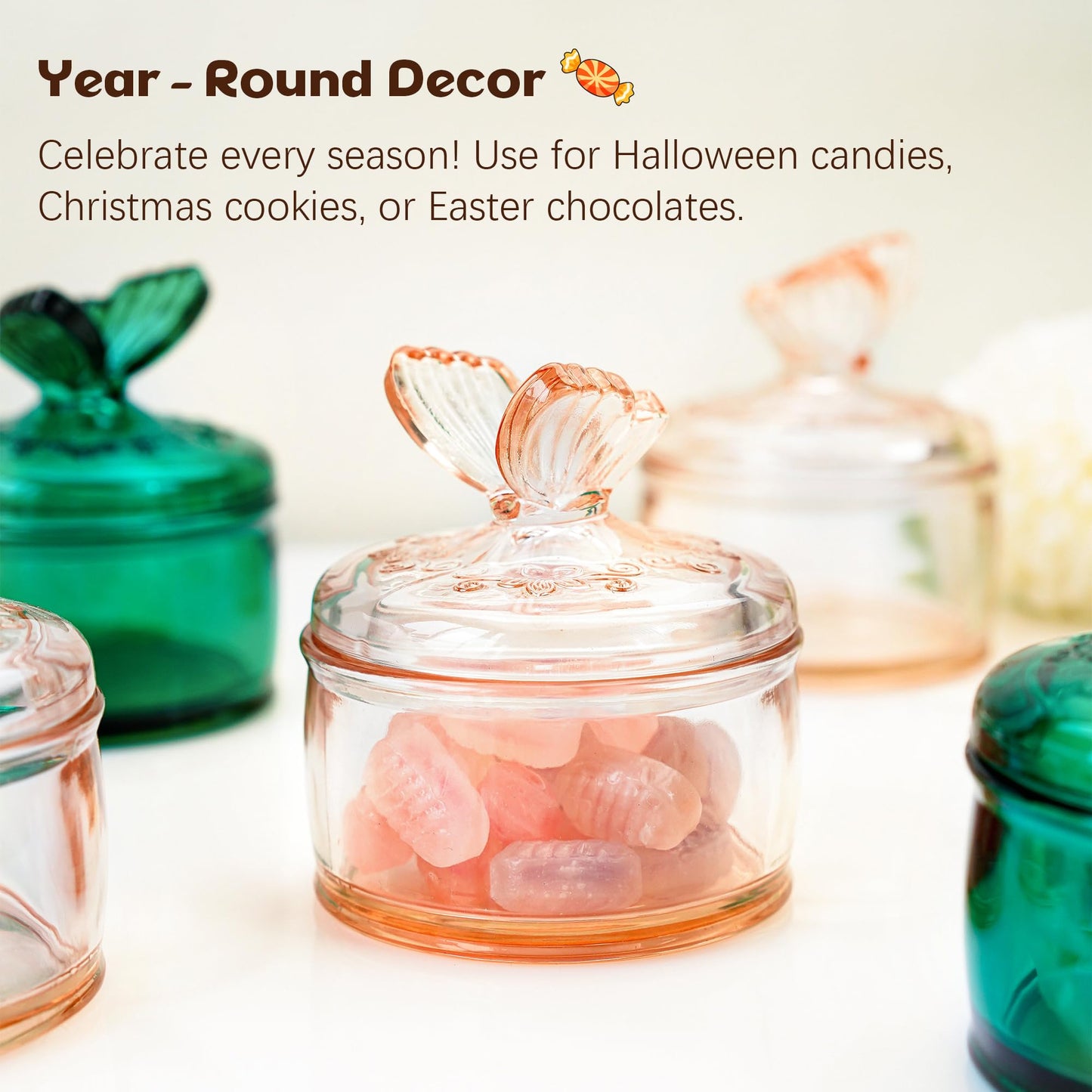 Decorative Embossed Glass Dish with Lid