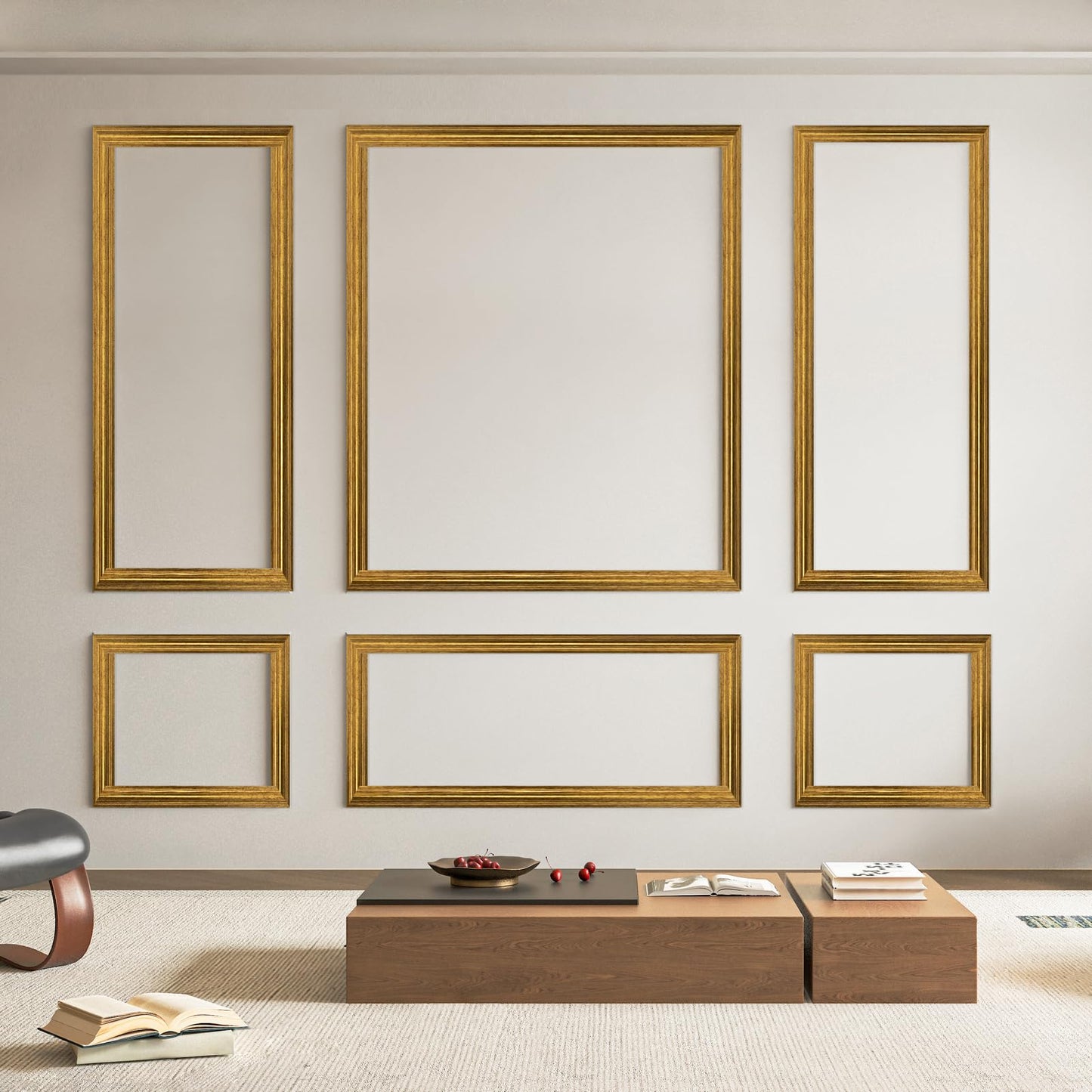 Pre-Cut Wall Molding Set of 6 pcs, Ready-to-Assemble Wainscoting Panels