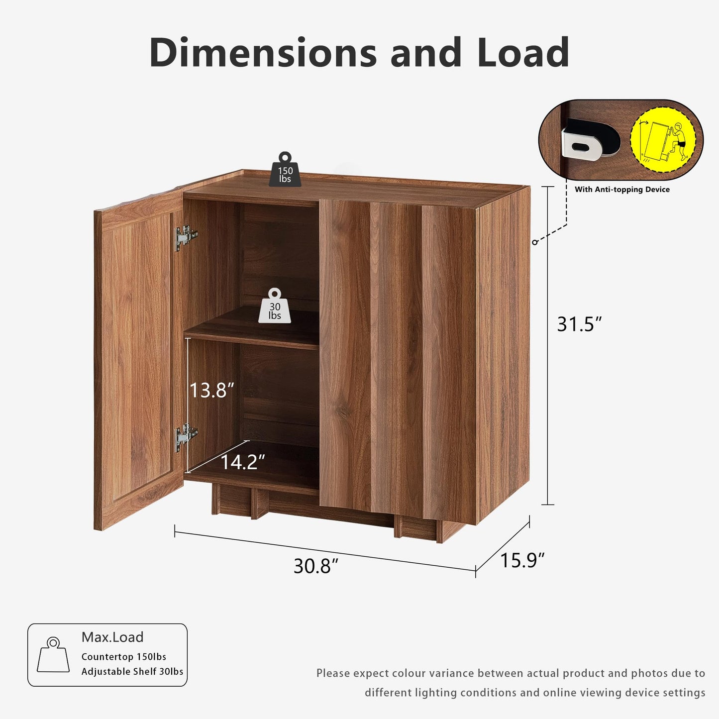 Modern Buffet Cabinet / Sideboard with Storage with Wave Design