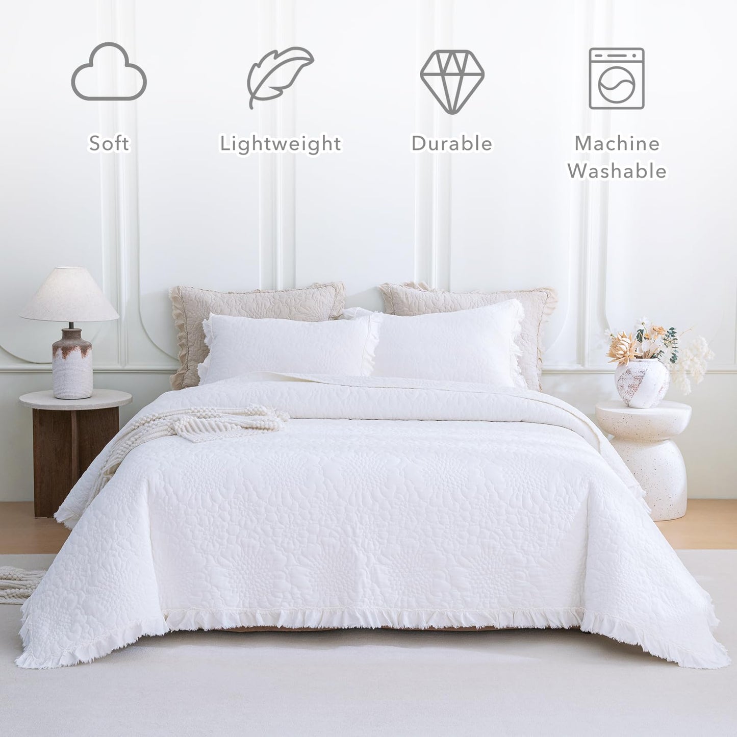 Cotton Oversized Quilt Bedspread Set