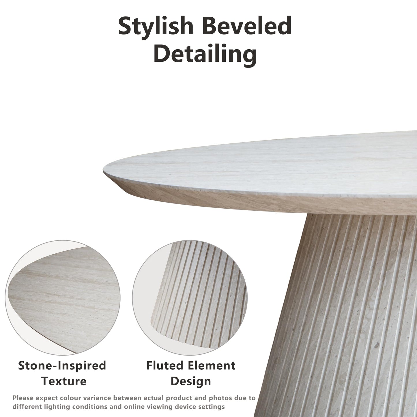 win2win Oval Coffee Table, Mid Century Modern Coffee Table with Fluted Design, Small Funky Tea Table with Wood Grain Veneer, Minimalist Center Table for Living Room, Apartment, Office, Walnut