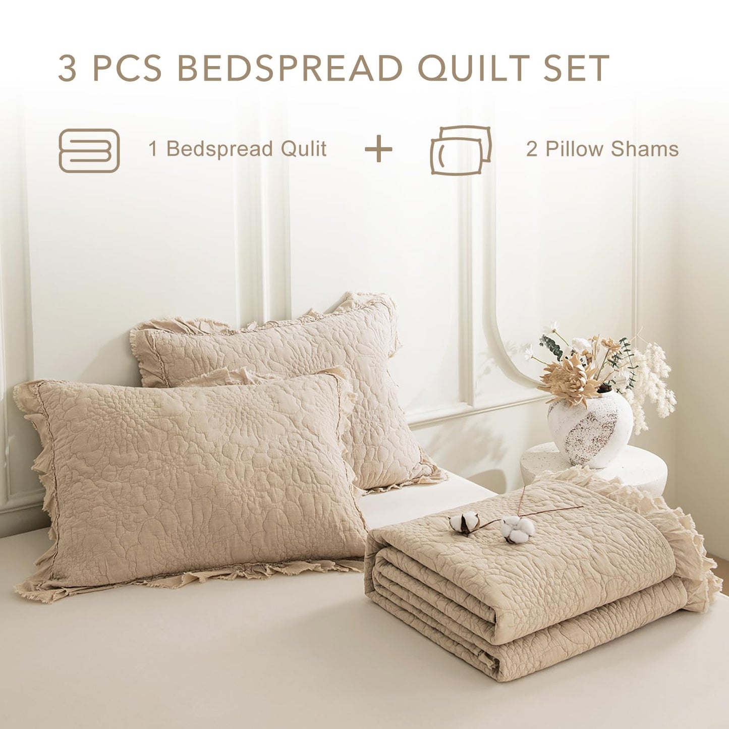 Cotton Oversized Quilt Bedspread Set