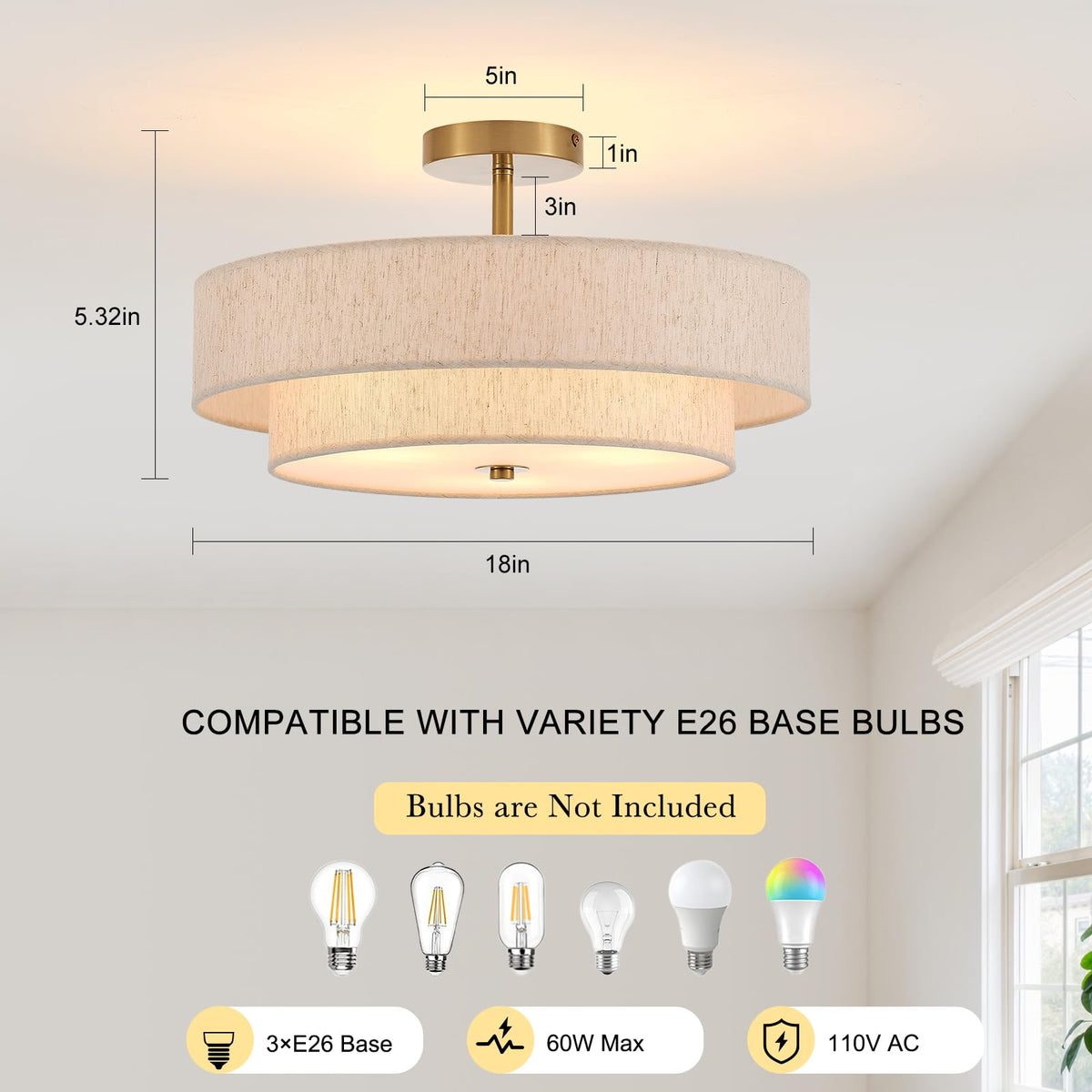 Semi Flush Mount Ceiling Fixture