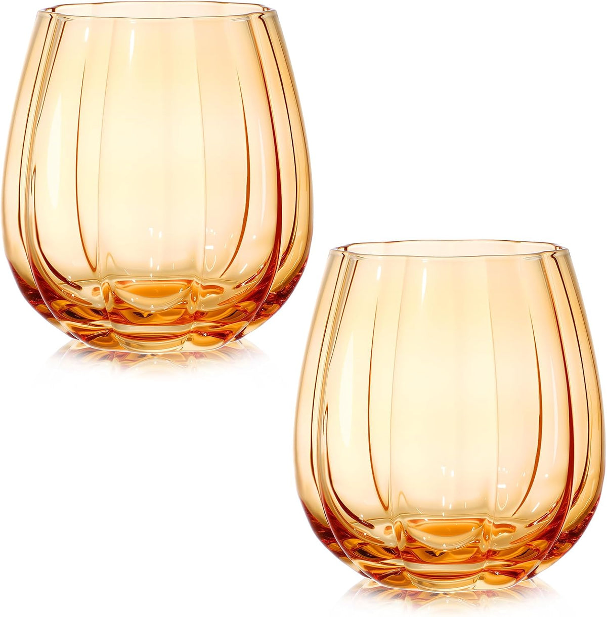 2 Pcs Fall Pumpkin Wine Glasses Stemless Glass Cups