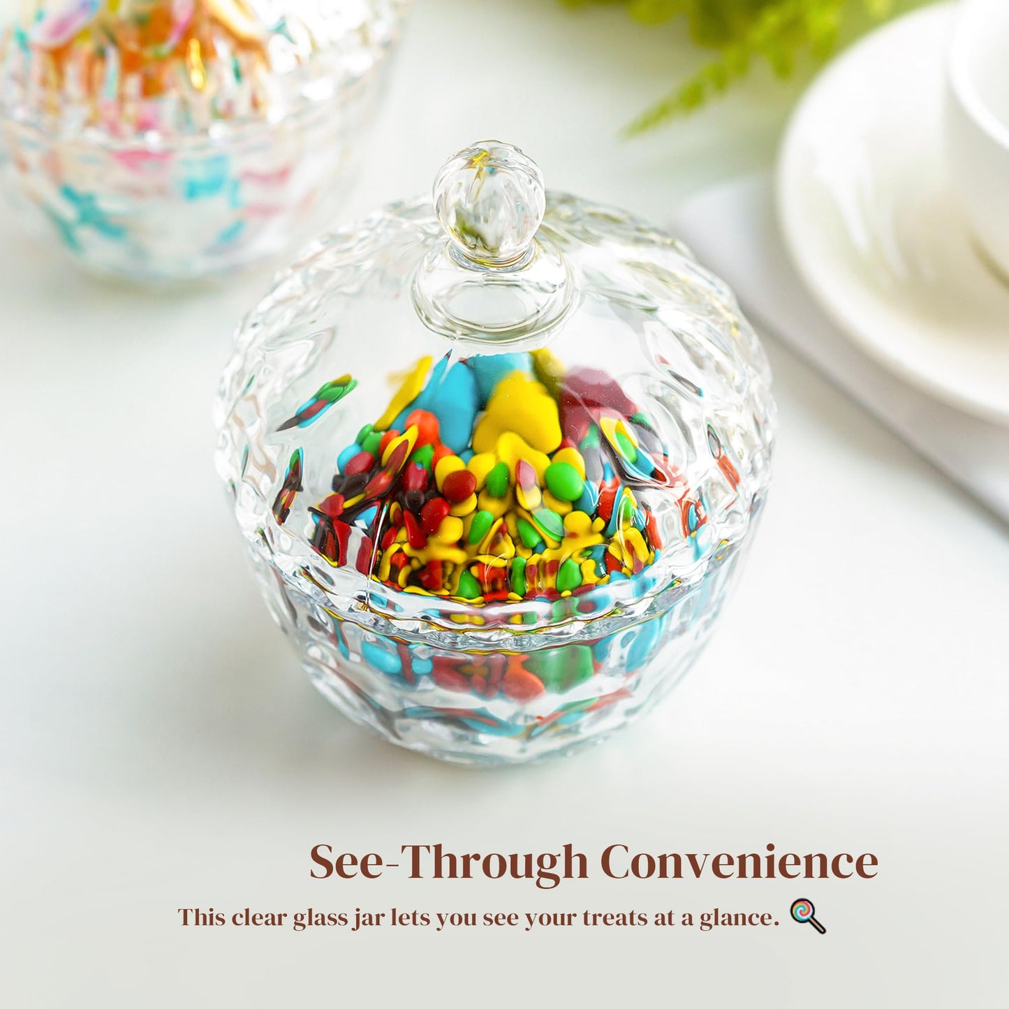 Decorative Embossed Glass Dish with Lid