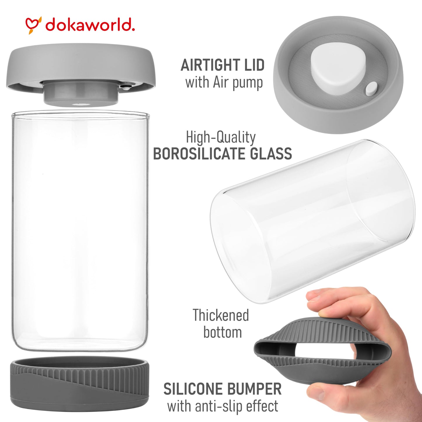 Glass Container Set with Acacia Lids - 4 Stackable Meal Prep Containers. Durable heat resistant Inert Borosilicate Glass