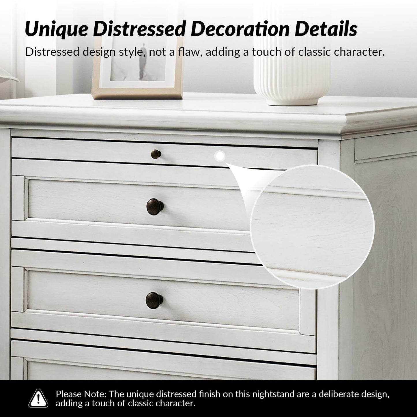 Solid Wood 3 Drawer End Table with Tray