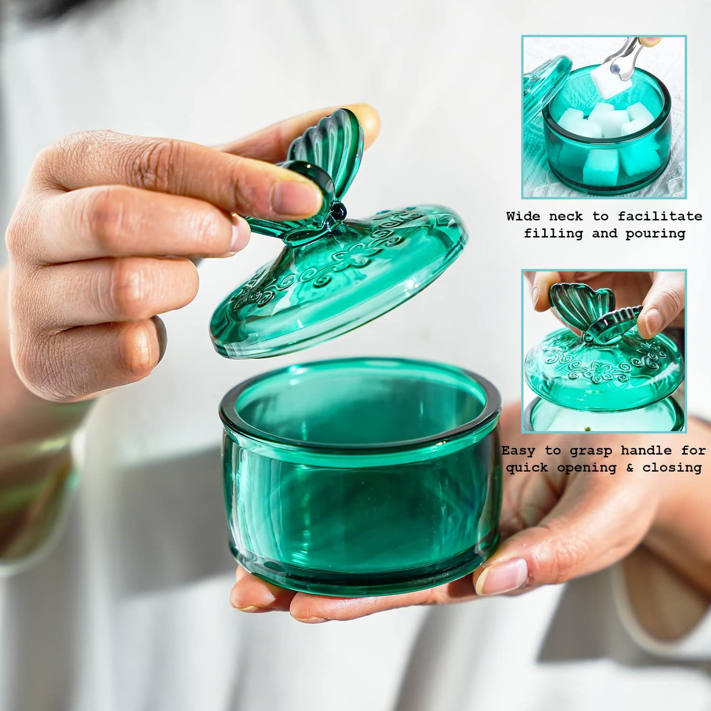 Decorative Embossed Glass Dish with Lid