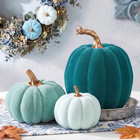 3 Pcs Velvet Pumpkin Decor