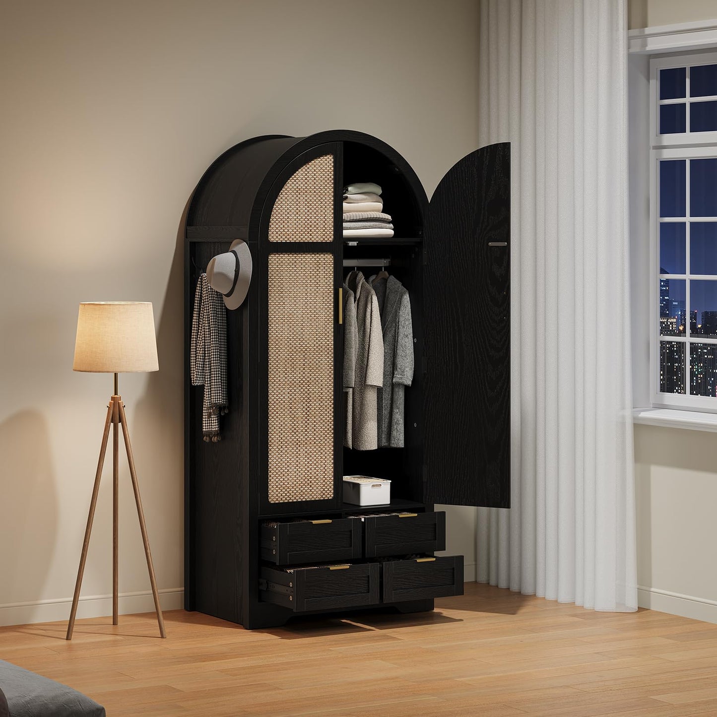 Armoire Wardrobe Closet with 4 Drawers