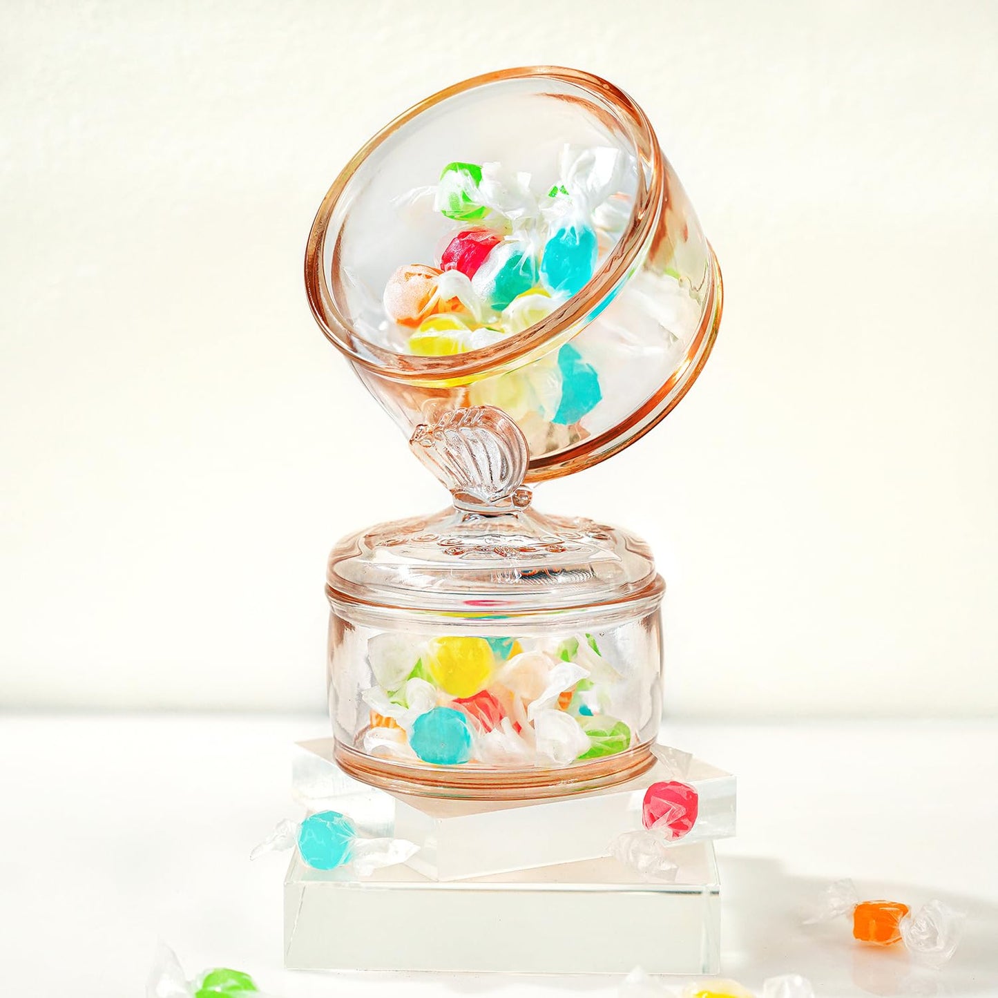 Decorative Embossed Glass Dish with Lid