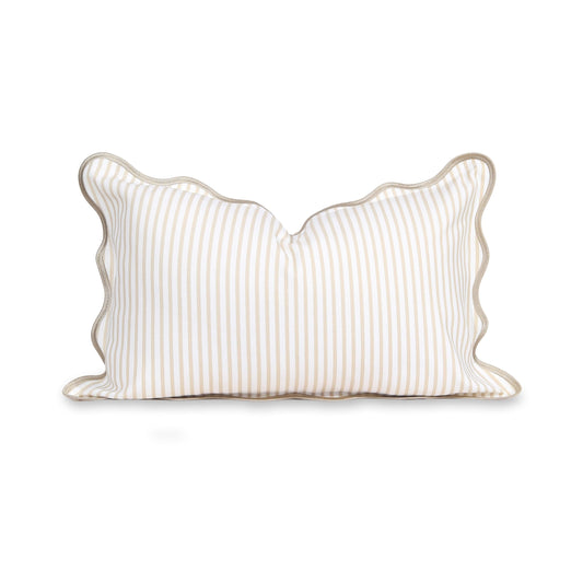 Indoor Outdoor Scalloped Lumbar Pillow Cover 12"x20"