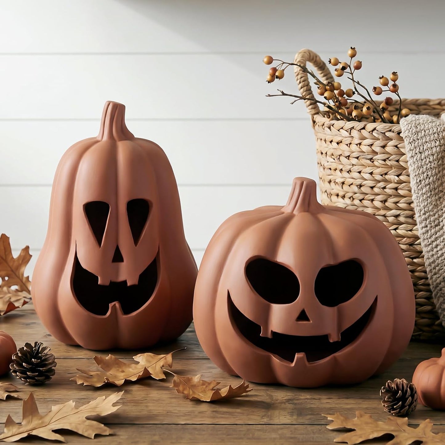 2 Pack Fall Terracotta Pumpkins