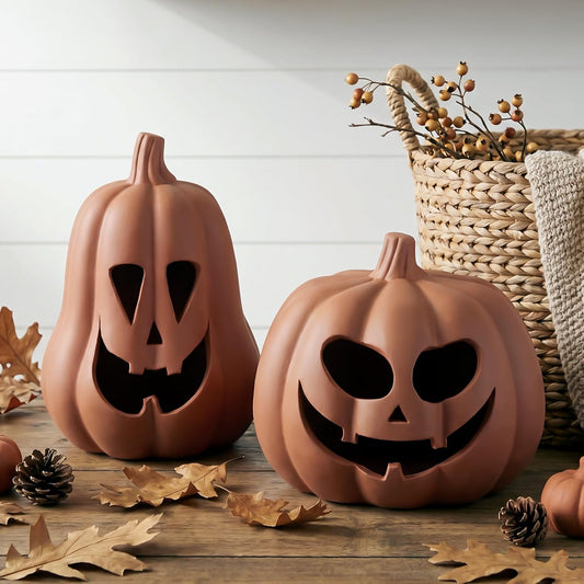 2 Pack Fall Terracotta Pumpkins