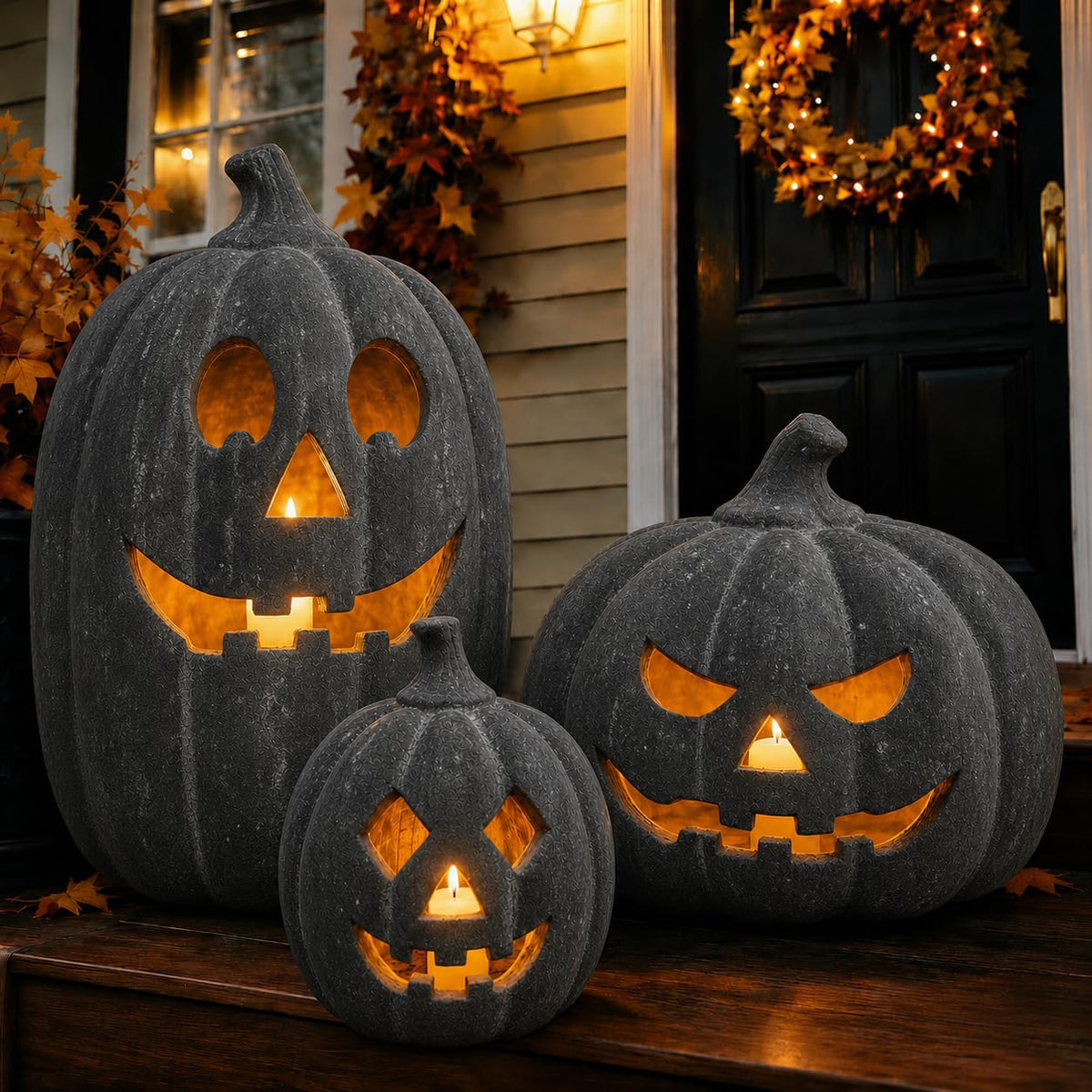 Halloween Decorations - Terracotta Pumpkin Jack O' Lantern