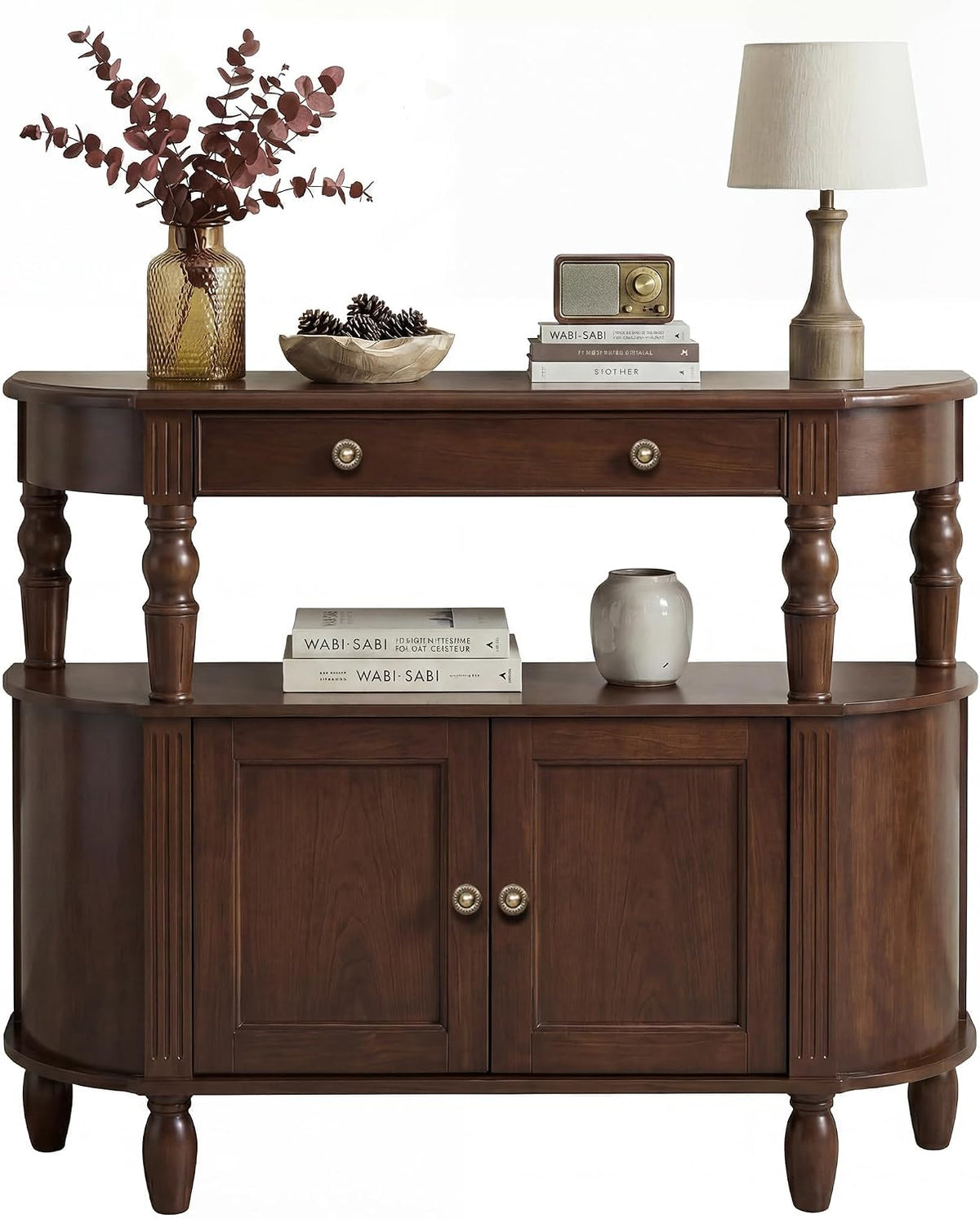 47" Walnut Console Table with Storage