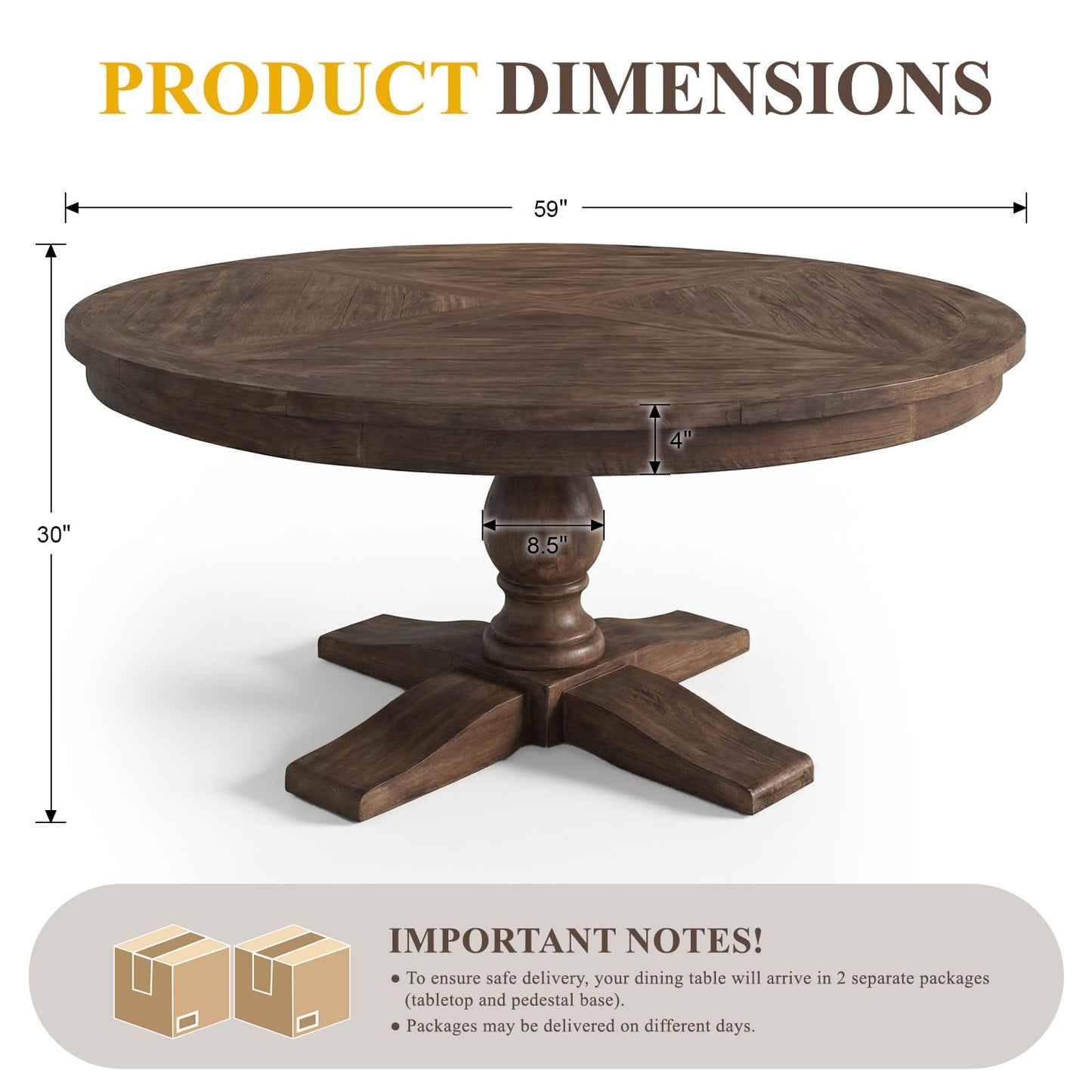 60" Round Dining Kitchen Table