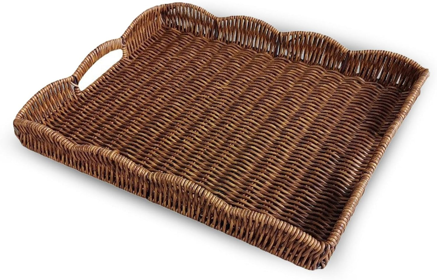 Rectangular Serving Tray with Scalloped Edge with Handles