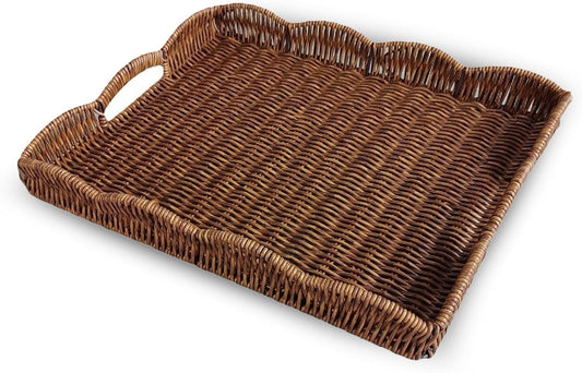 Rectangular Serving Tray with Scalloped Edge with Handles