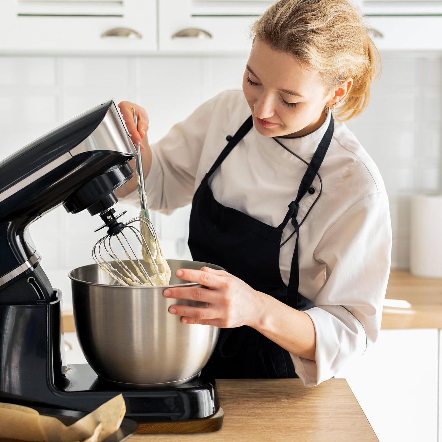Acacia Wood Mixer Slider Mat for Kitchen Aid 4.5-5 Qt Tilt-Head Stand Mixer Kitchen Appliance Slider Tray Countertop Storage Attachments
