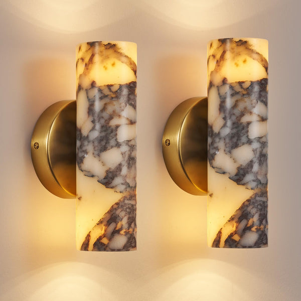 Natural Alabaster Marble Wall Sconces Set of 2