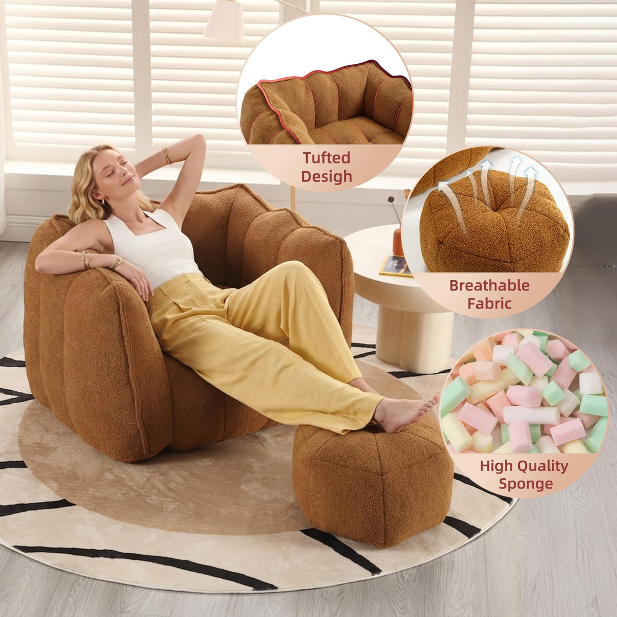 Bean Bag Couch with Ottoman