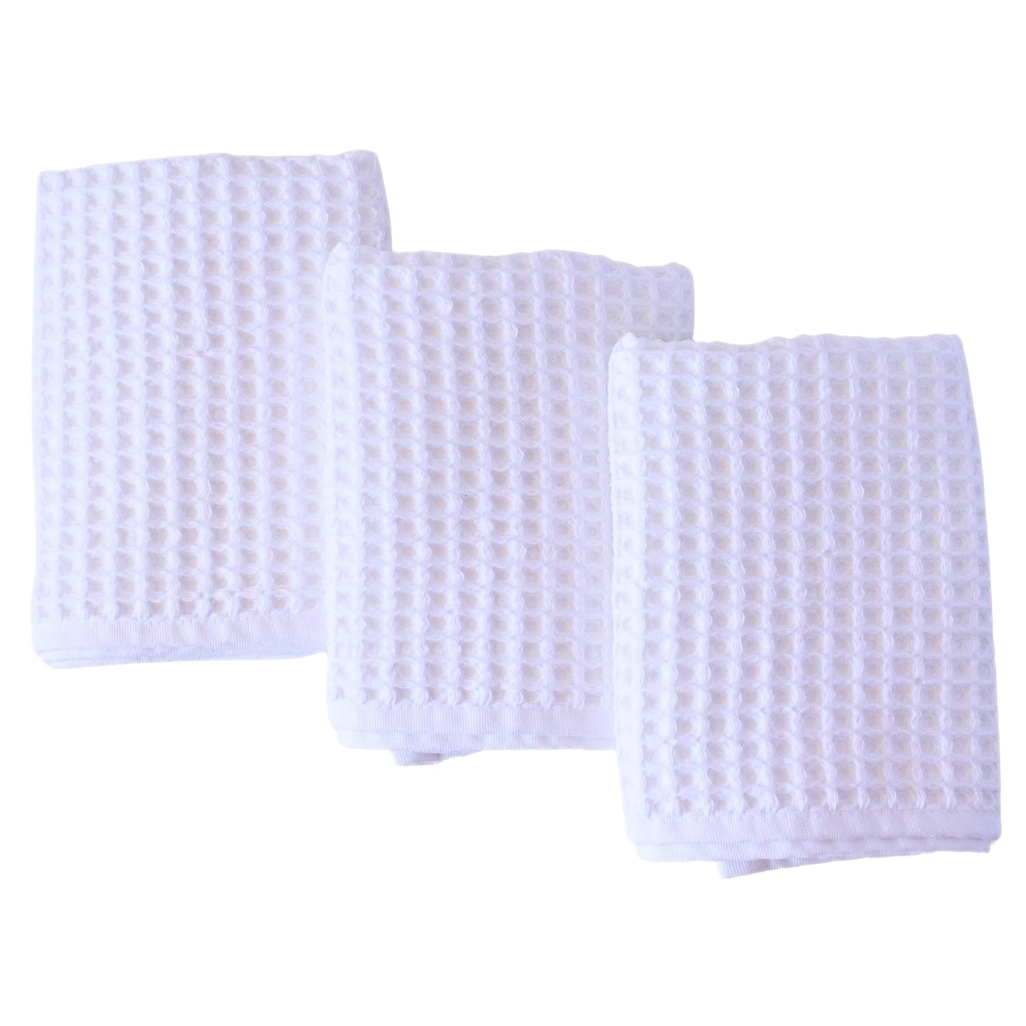 PÜSKÜL Organic Waffle Kitchen Towel Pure 100% Turkish Cotton Set of 3 Natural Raw-Undyed Towel - Premium Quality Soft Quick-Dry Absorbent Lint-Free Hand & Dish Towels Large 32X16 (3, Natural Beige)