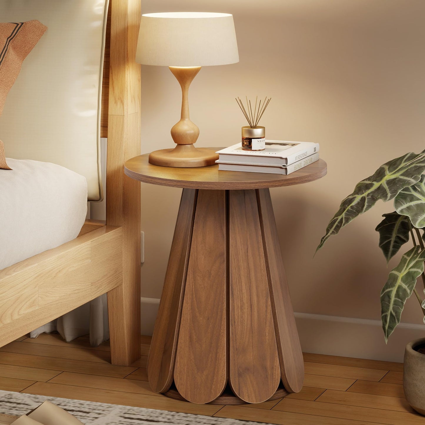 Mid Century Round Modern Side Table Nightstand
