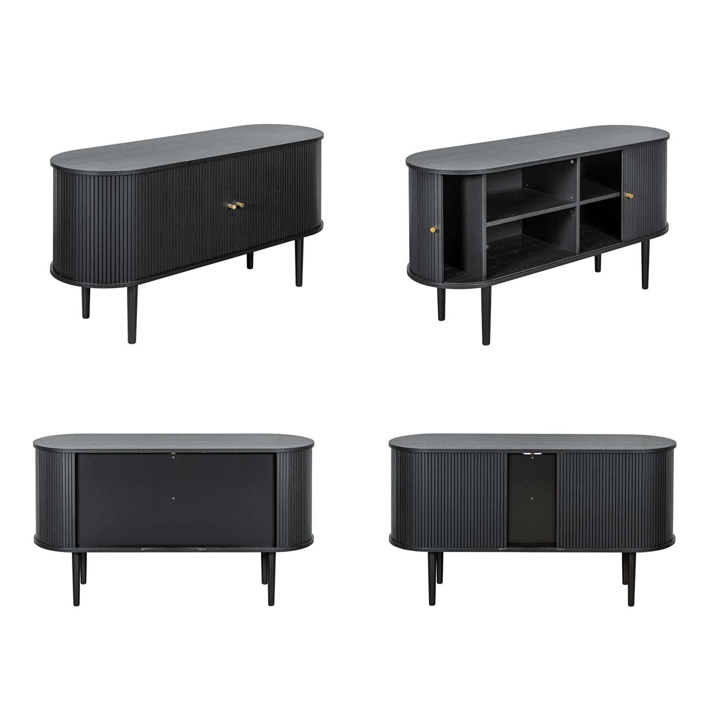 WERMO 71’’ Black Sideboard Cabinet with Doors and Shelves - Black Cabinet for Living Room, Bedroom, Entryway and Office Credenza. Kitchen Buffet, Modern Media Console Table with Storage (Black Oak)
