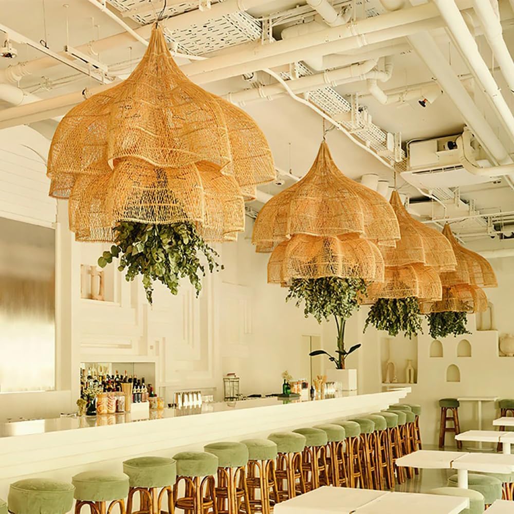 Rattan Large Woven 4-Light Chandelier