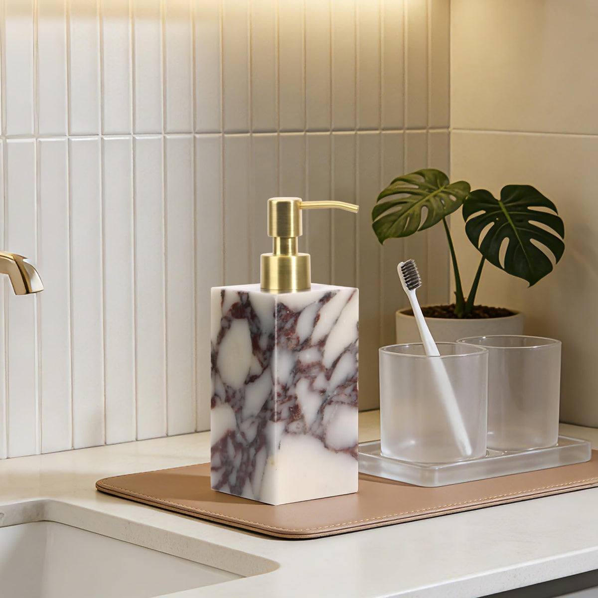 Natural Calacatta Viola Marble Soap Dispenser