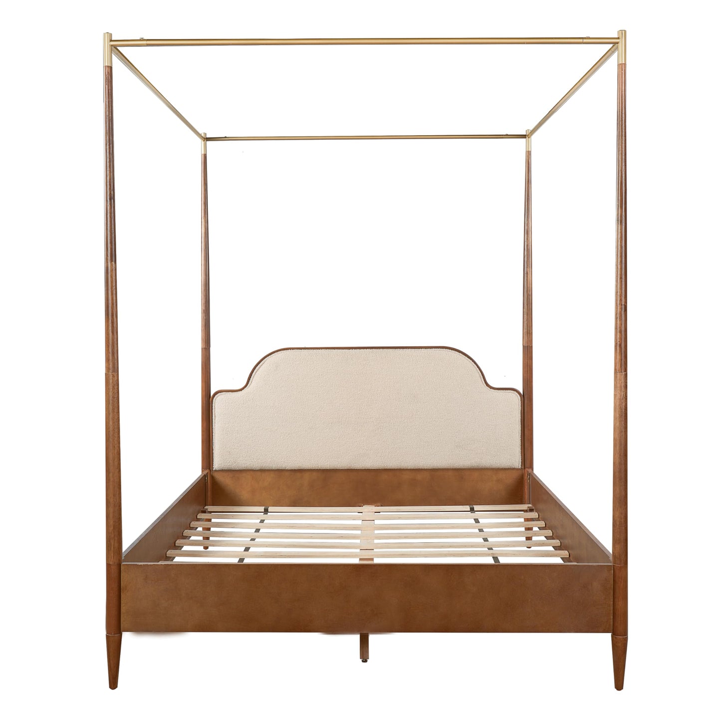Vintage Upholstered 4-Poster Canopy Bed