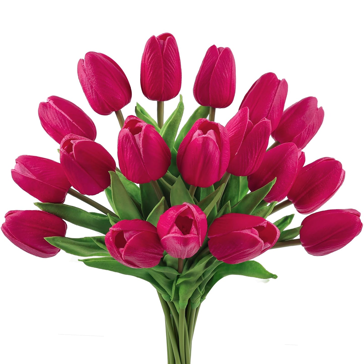 Beferr White Tulips Artificial Flowers 18Pcs Faux Silk Tulip Real Touch Tulip Fake Flowers Bouquets Arrangements for Mother's Day Easter Spring Flowers Gifts Home Table Decor