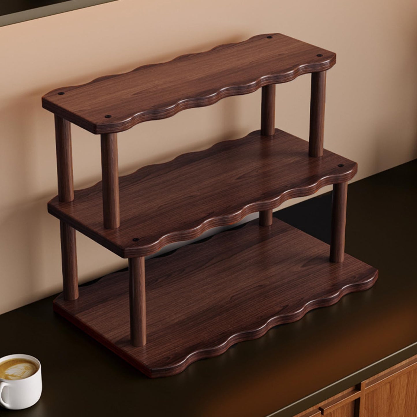 Wooden Mug Holder Countertop Cabinet