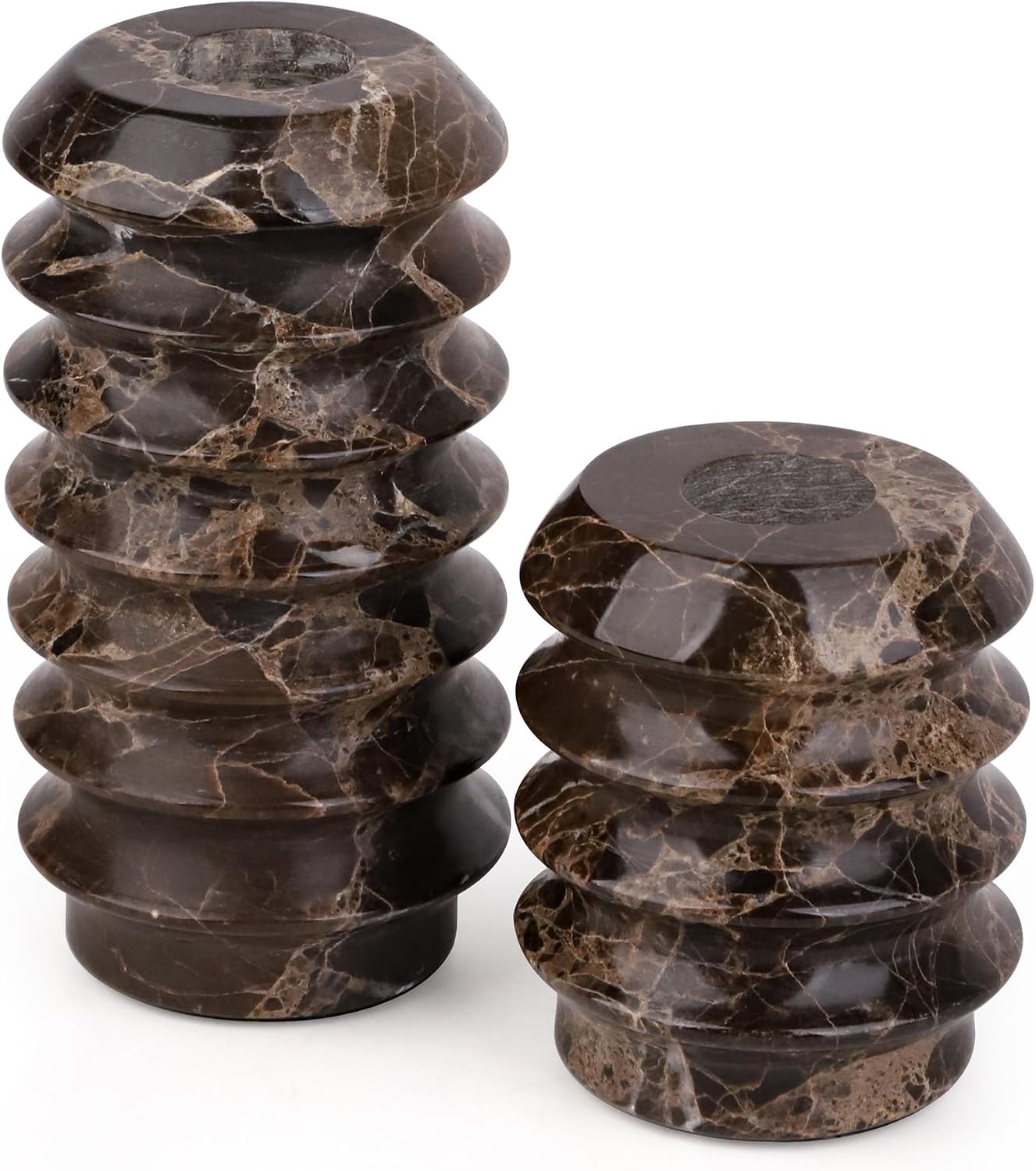 Marble Candlestick Holders, Set of 2 Natural Stone