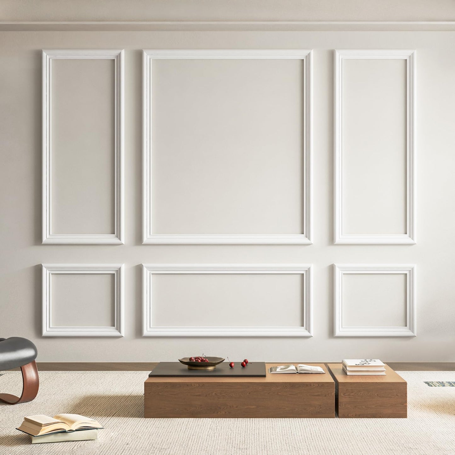 Pre-Cut Wall Molding Set of 6 pcs, Ready-to-Assemble Wainscoting Panels