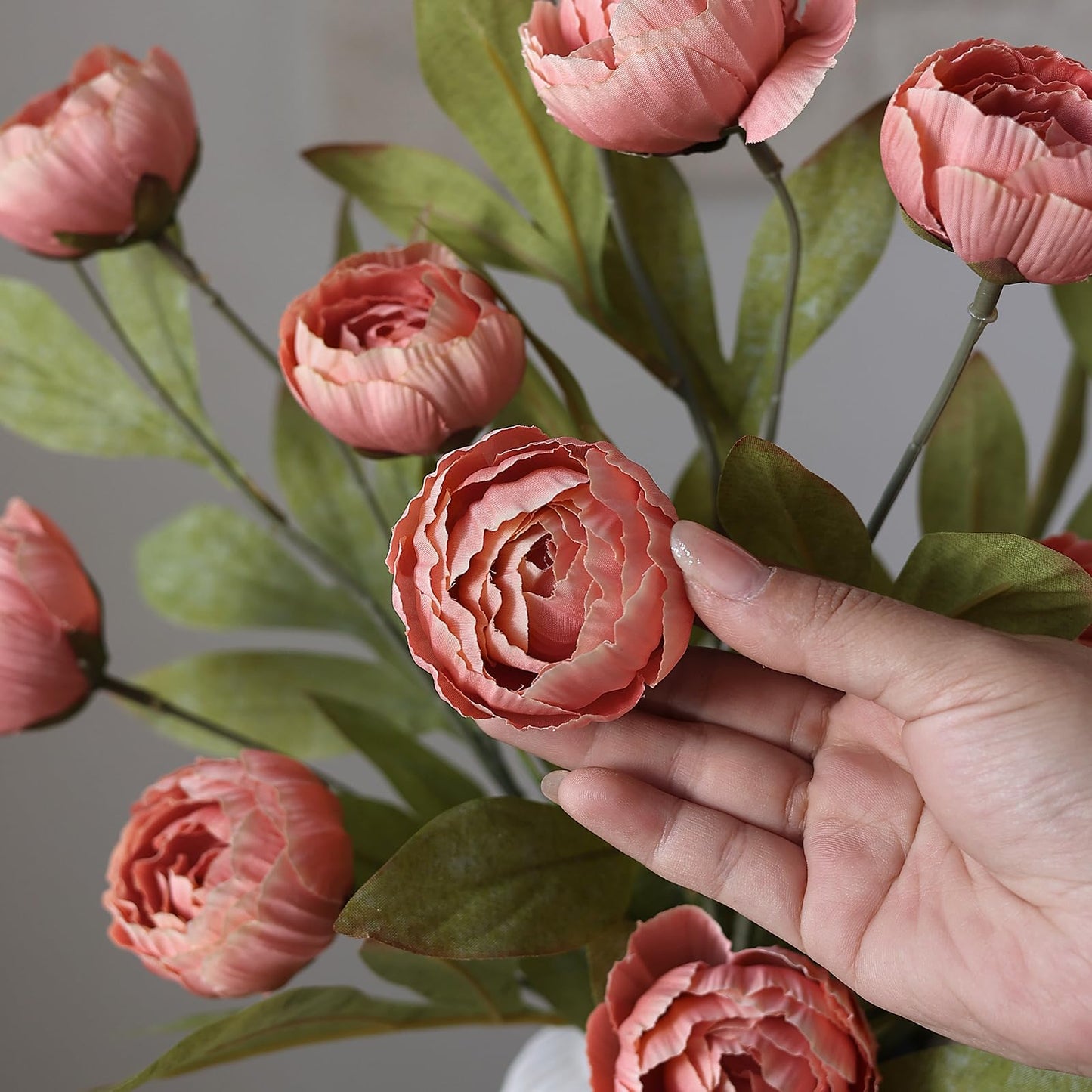 6 Pcs Faux Silk Peony Artificial Flowers 27" Stems