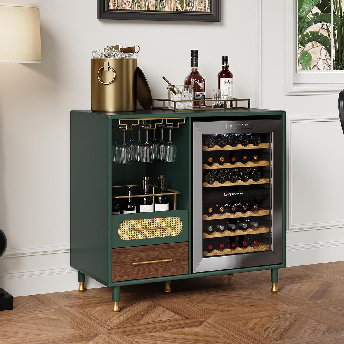 Coffee Wine Bar Cabinet with Mini Fridge