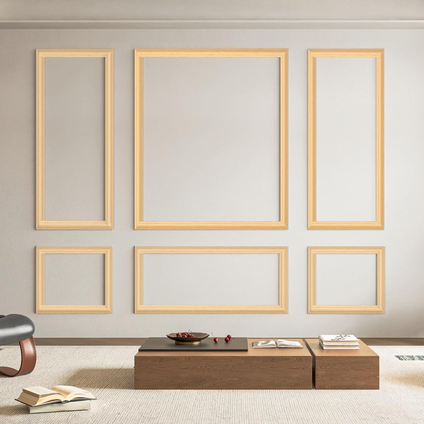 Pre-Cut Wall Molding Set of 6 pcs, Ready-to-Assemble Wainscoting Panels