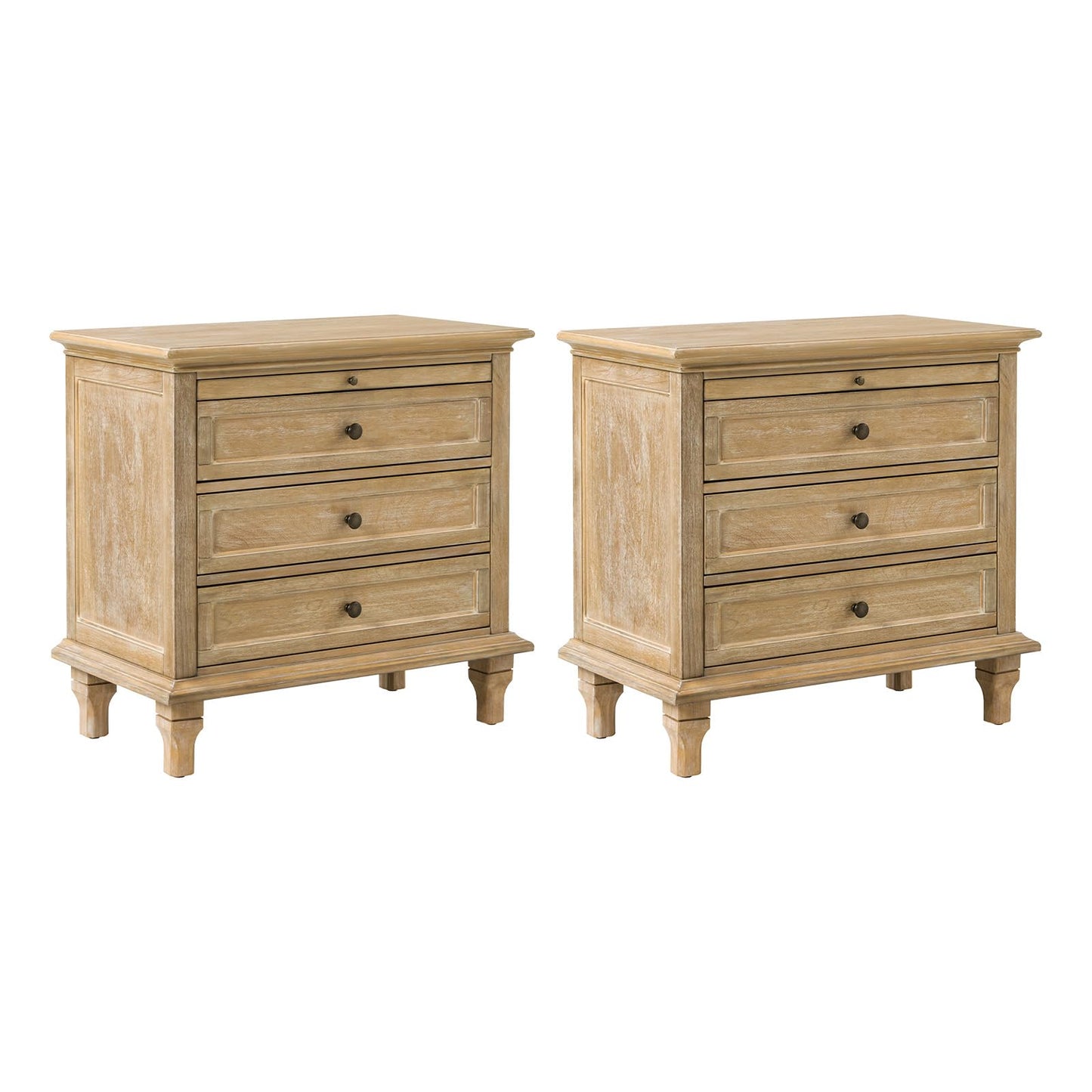 Solid Wood 3 Drawer End Table with Tray