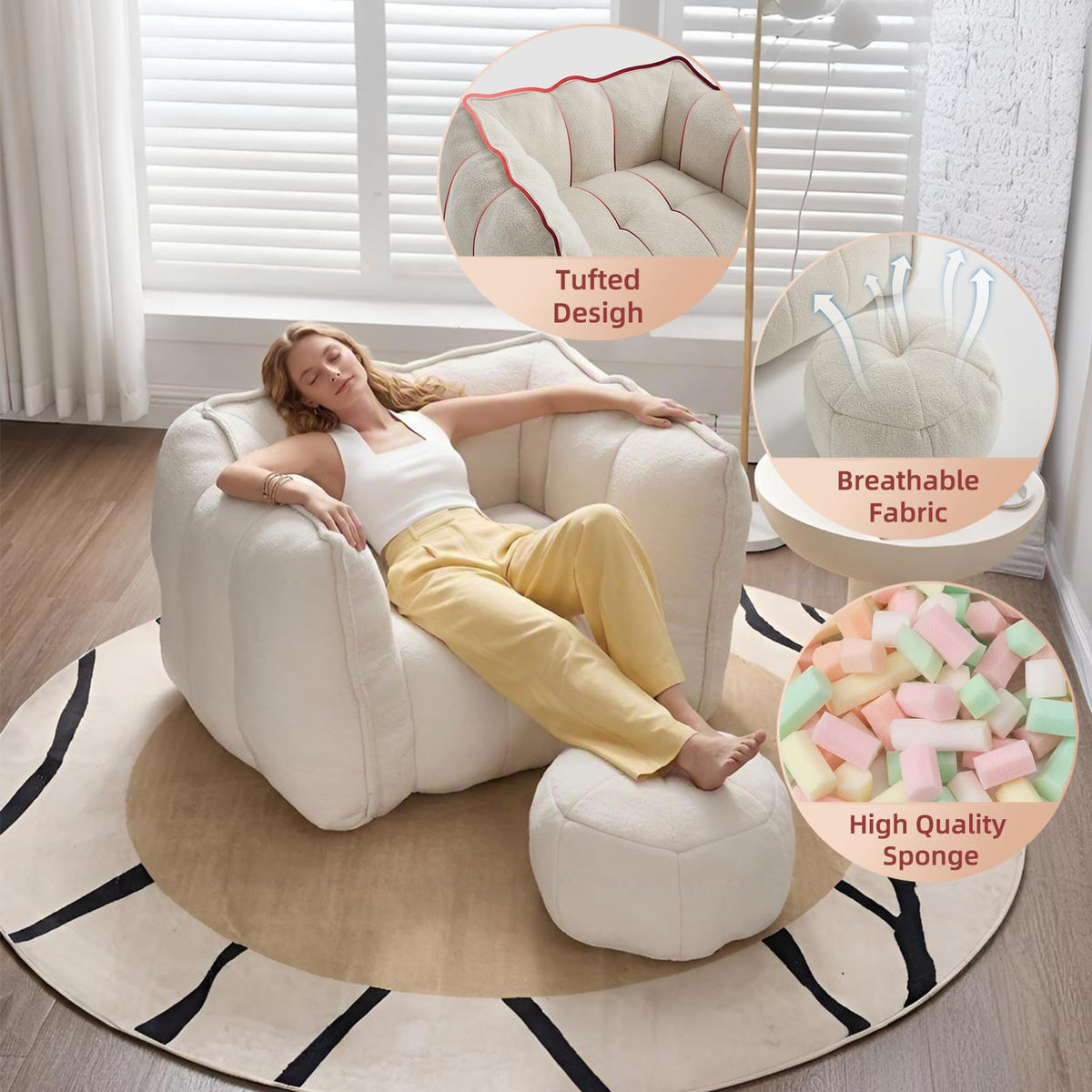 Bean Bag Couch with Ottoman
